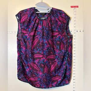 JCrew Abstract silk Pink and Blue Women's Top size 10